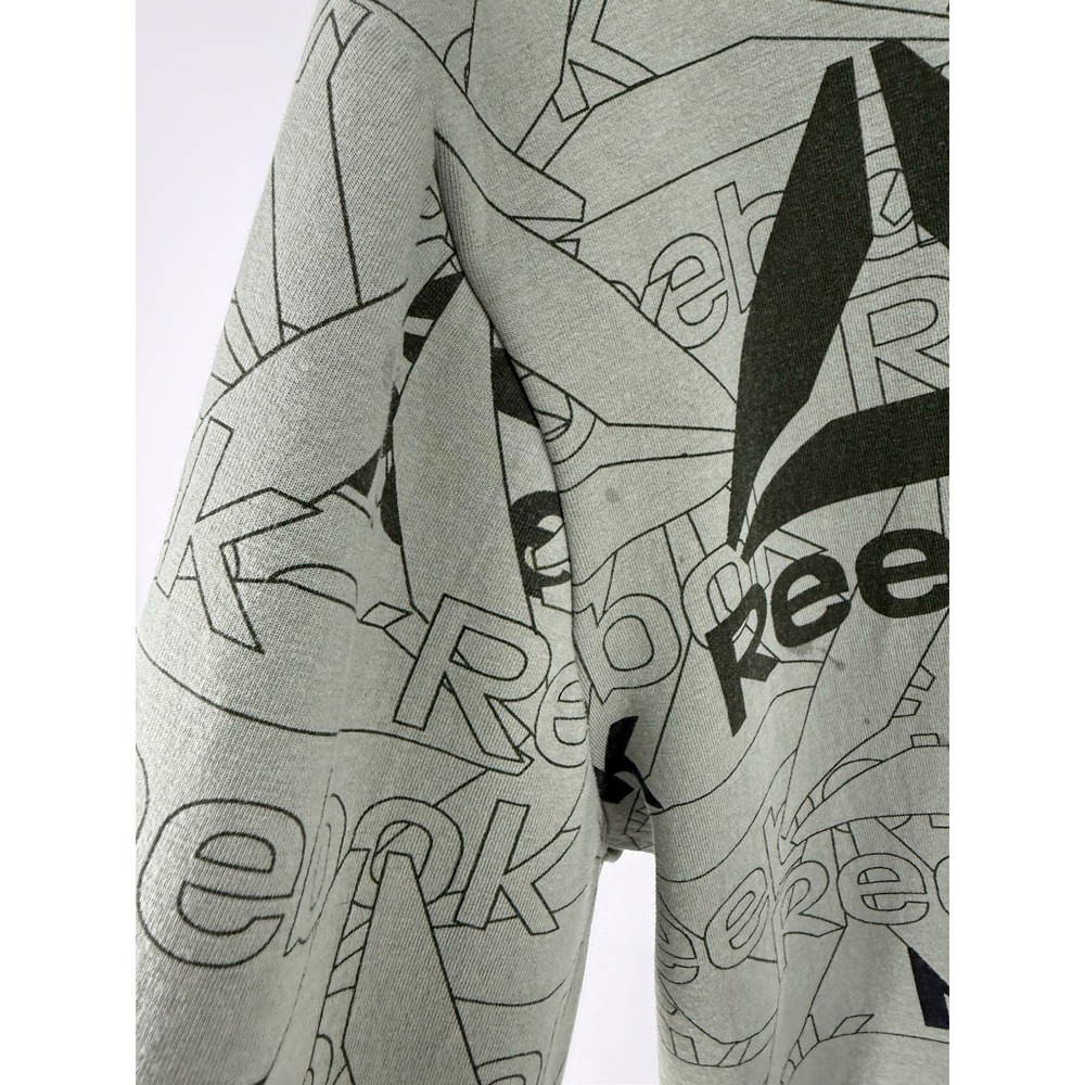 Men's Reebok Green & Black Allover Logo Unwind Hoodie Size L SEE PICS - Picture 9 of 16
